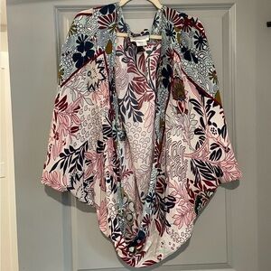 Anthropologie Floral Multicolor wrap  kimono shrug swim cover blouse